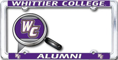 Whittier College Alumni Thin Dome License Plate Frame