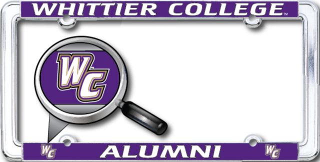 Whittier College Alumni Thin Dome License Plate Frame
